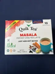 QuikTea Unsweetened Masala Chai Tea Latte - 10 Count Single Box 5.64oz