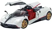 Die-cast 1:24 for Pagani Huayra Dinastia Simulation Sport Car Model Alloy Diecast Sound Light 4 Door Opened Racing Vehicle Miniature Vehicle(White)