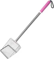 WeiLaiKeQi Cat Sand Scoop with Long Handle Metal Litter Scooper Cat Litter Sifter for Kitten, Pink