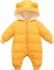 [Dinglong] Infant Baby Winter Warm Fleece Hooded Jacket Coat Warm Fleece Snowsuit Windproof Outerwear for Toddler Boy Girl