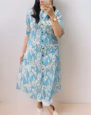 Trending Fashion 2 Piece Soft Cotton Fabric Cord Set Printed Kurti Pant Set