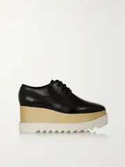 [Stella McCartney] Stella McCartney - Elyse Faux Glossed-leather Platform Brogues - Black - IT39 IT 39 Black