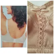 New BALI Nude Lightly Lined Back Smoothing Wirefree Double Support Bra 40D $39