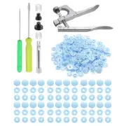 Plastic Snaps Fasteners with Snap Pliers, 100 Set T8 Button Kit Light Blue