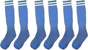 [JYC CREATIVE] Striped Socks for Men, Women, Kids, College and Soccer, Colours White, Black, Blue, Green, Red, Light Blue, 3-6, Light Blue, 3-6, lightblue, 36-39