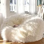 HHCTEBEC Bean Bag Chair Cover (No Filler), Adult Beanbag Chair Outside Cover Round Soft Fluffy Beanbag Lazy Sofa Bed Cover for Organizing Plush Toys or Memory Foam