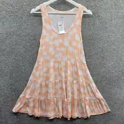 Jenni Dress Women's XS Peach Palm Tree Printed Sleeveless Tiered Chemise NWT