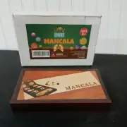 Mancala Board Game Set by GrowUpSmart with Dark Folding Wooden Board + Beautiful