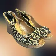 Unisa Women’s Cheetah Animal Print Wedge Platform Heels Size 8.5 New With Box