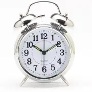 Catzon Analog Alarm Clock 4" Extra Loud Quartz Battery with Backlight Retro Decorative Old School-Silver