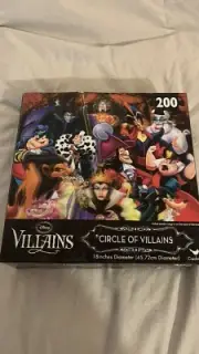 Disney "Circle of Villians” 18” round 200 piece Jigsaw Puzzle,NEW/SEALED