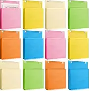 GliCraft 12 Pcs Magnetic File Holder Magnetic Paper Holder Office Supplies Storage Mail Organizer Pocket Wall Hanging File Organizer for Refrigerator Cabinets Home School Notebooks Planners Magazine