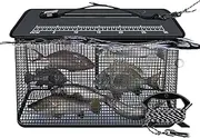 Floating Fish Basket | 47L Fishing Holder for Caught Fish - Foldable Trap Container with Anti-Slip Rope, Net Storage Bag for Saltwater Freshwater Minnows Shrimp