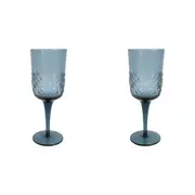 2x LVD Stemmed 19cm Wine Cocktail Martini Glass Cup Barware Glassware Smoke Blue