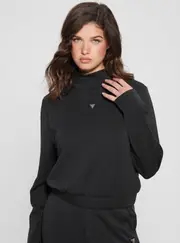 GUESS Women's Eco Black Olympe High Neck Jumper Size: Medium, Elastane