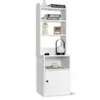 White 0-Drawer 17.5 in. W Nightstand Bedside End Side Table Bookshelf with