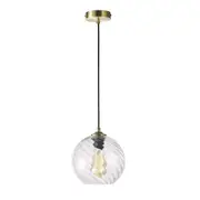 Swirl Textured Clear Glass Round Pendant