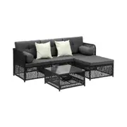 Livsip Outdoor Sofa Set 4 Seater Wicker Corner Modular Lounge Setting Furniture