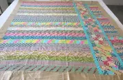 machine sewing handmade cotton size 62" x 66" patchwork quilt top