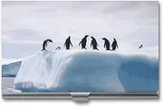 [LKHDS] Slim Aluminum Alloy Business Card Holder Penguins on The Iceberg Pocket Business Card Case Portable Business Card Wallet Business Card Holders Handheld Card Box for Women Men, style, One size