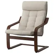 POÄNG armchair, brown/Gunnared beige