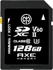 AXE MEMORY 128GB SD Card, Read Speed Up to 245MB/s, UHS-II U3 V60 4K UHD, Professional Grade SDXC Memory Card