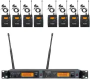 8 Bodypacks Wireless in Ear Monitor System 2 Channel Recording Headphone Studio