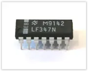 LF347N Monolithic JFET Input Op. Amp, Vs=±18V, Ios 25pA, Pmax=1W