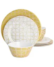 Laurie Gates Summer Bloom 12pc Melamine Dinnerware Set