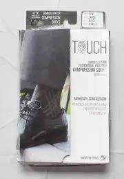 Touch Men's Argyle Pattern 15-20 mmhg Dress Socks TS8 Black Large NWT