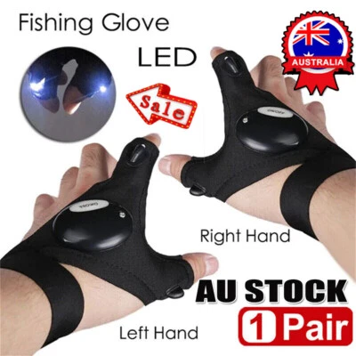 1 Pair Outdoor Night Light WaterproofDSishing Gloves with LED Flashlight Tool RK