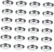 [Healeved] 30pcs Empty Blusher Tray Stackable DIY Pigmented Eyeshadow Tins Jewelry Empty Highlighter Tray Plate Spatula Pans Tinted Gel Solid Palettes Polish Brightener Balm Lids Silver Iron