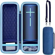 Case Compatible with Ultimate Ears Boom 4 Portable Waterproof Bluetooth Speaker, Travel Carrying Storage Holder for UE 3 4, USB Cable and Adapter (Box Only) -Blue