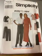 Simplicity Pattern 8329 Ms EZ Button-Front Shirt w/Opts~Pull-On Pants~Skirt 6-10