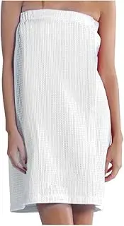 Lightweight Waffle Women Wrap Spa Bath Wrap Towel for Women with Velcro Closure WHITE