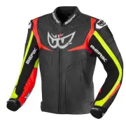 Wild Chase Black White Red Yellow Leather Motorcycle Jacket