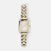 Womens Two Tone Square Watch - Silver Tone