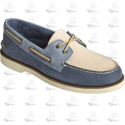 Sperry Topsider A/O 2-Eye Double Sole Blue White Brown Beige STS25553 Sneaker
