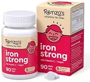 Renzo's Iron Supplements for Kids, Dissolvable Vegan Iron Supplement for Children, Sugar Free Iron Supplements for Kids, Oh-Oh-Oh Orange Flavor, 90 Melty Tabs