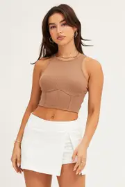 White Low Rise Micro Mini Skort Skirt - Size 12, Women's Mini Skirt