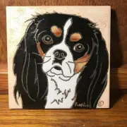 Cavalier King Charles Dog - Hand Painted Tile by Pumpkin Tile - 6 x 6" - D83