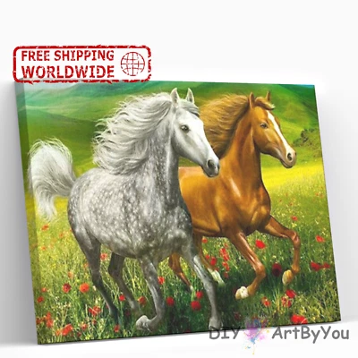 Paint By Numbers Kit Horse Animal Decor Draw Art Framed Painting Oil Home Canvas