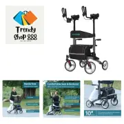 Upright Walker, Stand Up Folding Rollator Walker with 10” Front Wheels Backre...