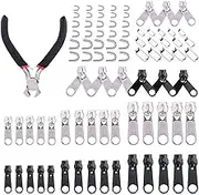 Taicols 85 Pcs Zipper Repair Kit, Zipper Replacement with Zipper Install Pliers Tool, Zipper Extension Pulls, Zipper Rescue Kit for Clothing, Bags, Jackets, Tents, Luggage, Backpacks, Sleeping Bag