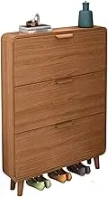 Wooden Shoe Storage Rack with 3 Flip Drawers Modern Entryway Organizer for Living Room and Bedroom Slim Shoe Cabinet Shelf 50x18x120CM
