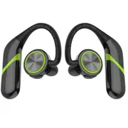 [True Wireless] Portable bluetooth Earphone TWS Bass Stereo IPX6 Waterproof Sport Headset With Mic BLACK-GREEN COLOR