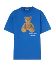 Palm Angels Bear In Mind Bear Printed Crewneck T-Shirt S,XL,L,M,XXL cobalt blue/brown/white