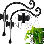 RTZEN Plant Hanger Indoor Hook - Wrought Iron Plant Hangers Outdoor Metal Hooks - Decorative Heavy Duty Wall Hooks for Hanging Plants Baskets Lanterns Wind Chimes - 2 Pack (Axe-Shape Hooks 10")
