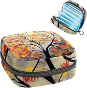 Period Bag,Sanitary Napkin Storage Bag,Abstract Autumn Tree Leaf,Tampon Holder for Purse