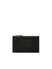 Bottega Veneta Zipped Intrecciato Leather Card Case in Black with Gold Hardware
